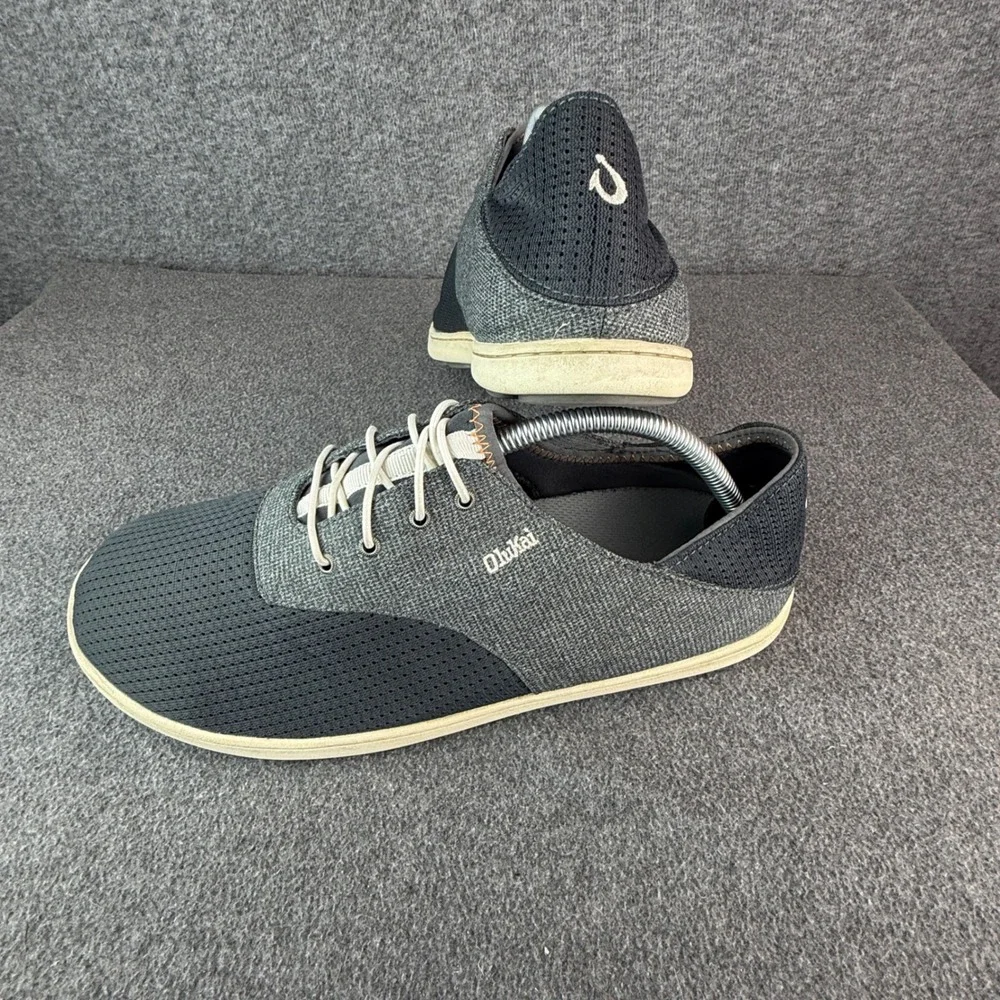 OluKai Nohea Moku Navy Blue Mesh Canvas Boat Shoes Mens 10